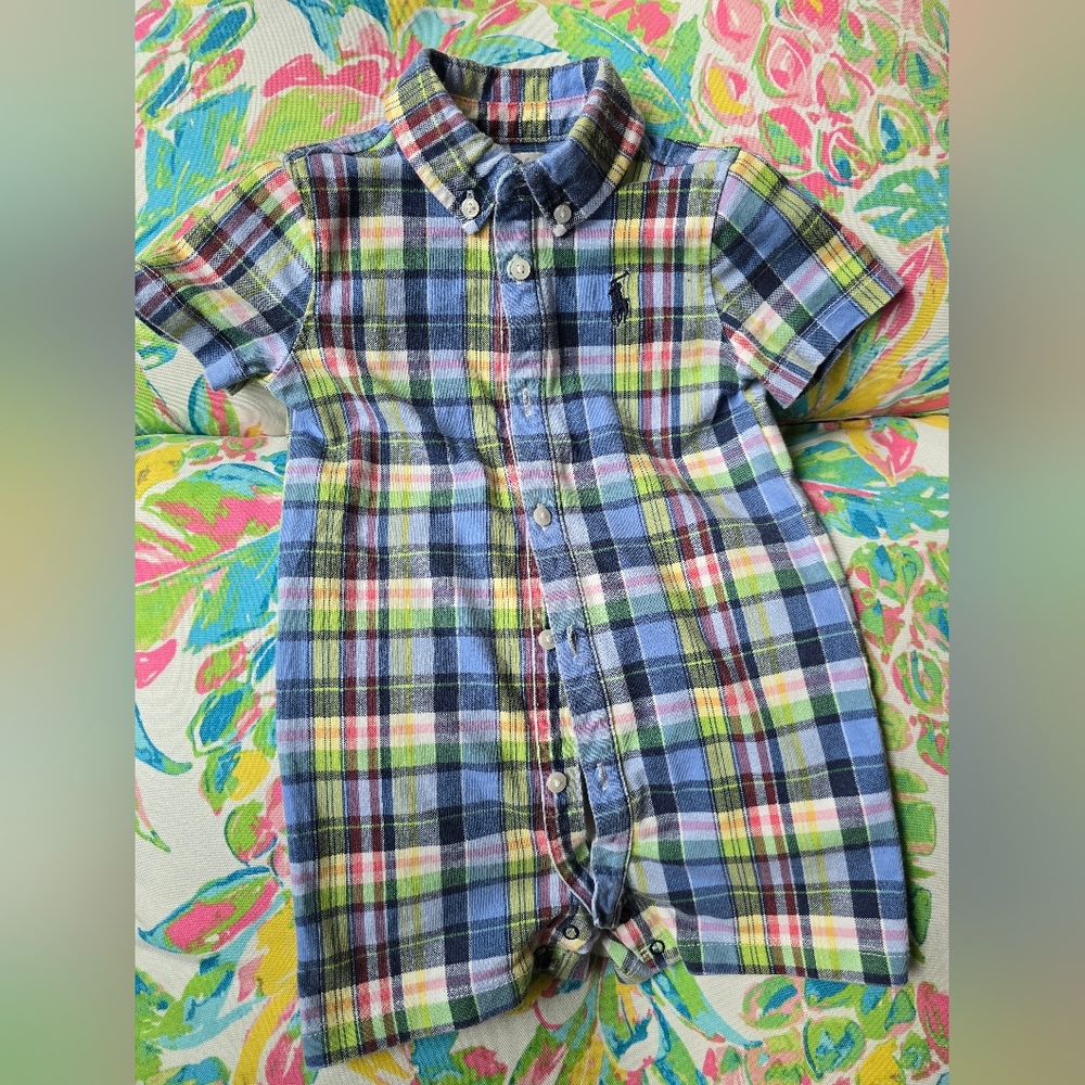 Ralph Laren Baby Boy Plaid Onesie